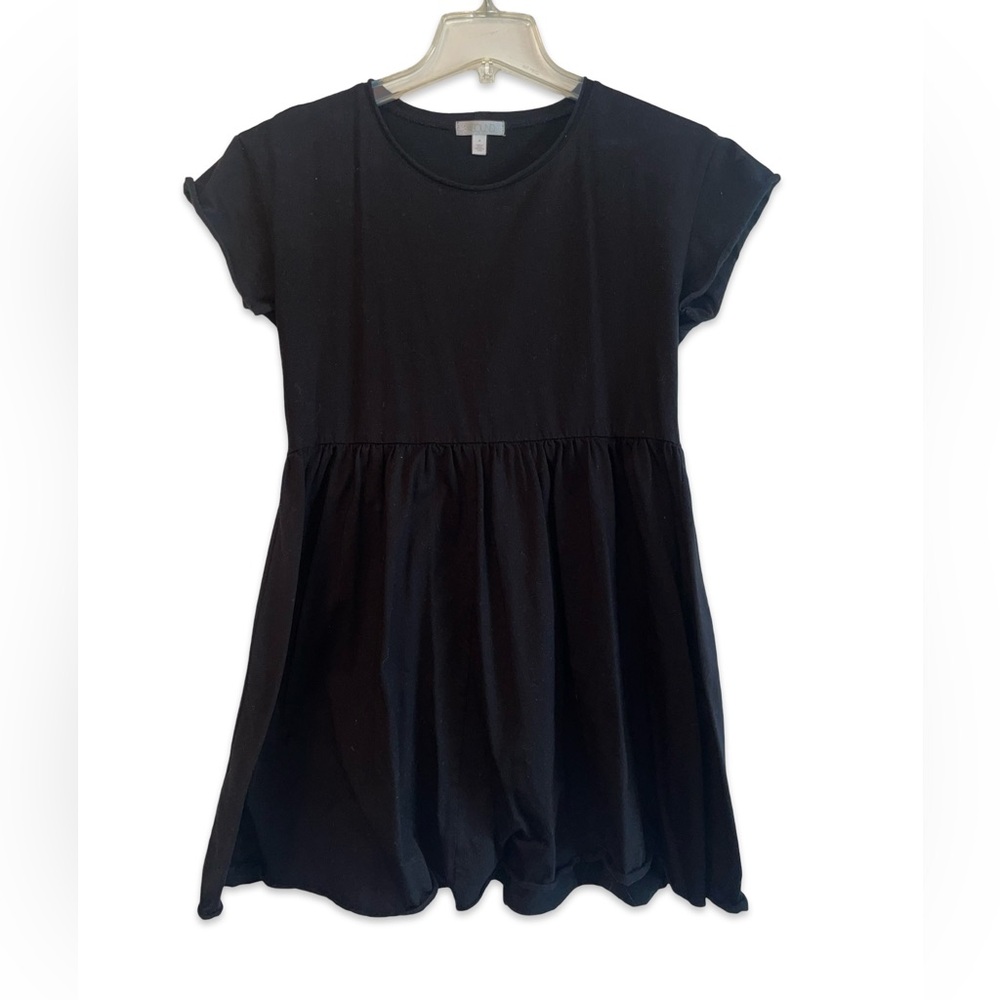 Black Mini Dress with Gathered Skirt - Womens